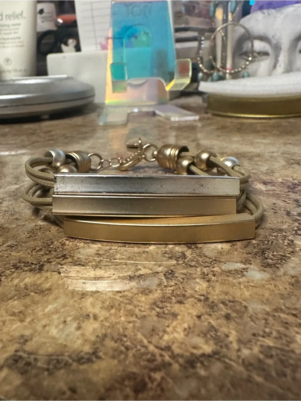 Kinsley Armelle Metallic Collection Hybrid Gold Silver Multi-Strand Bracelet